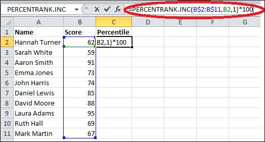 Percentile Percentrank Inc